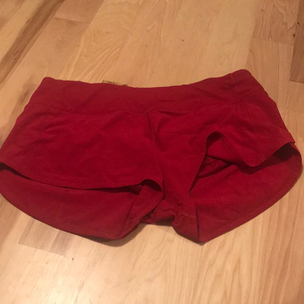 Red lululemon speed shorts